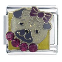 Italian Charms - pug in bow &amp; collar x2 italian charm Image.