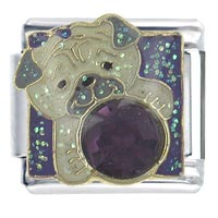 Italian Charms - pug february amethyst color x2 italian charm Image.