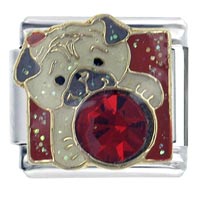 Italian Charms - pug july ruby color x2 italian charm Image.