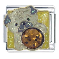 Italian Charms - pug november topaz color x2 italian charm Image.