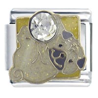 Italian Charms - pug playing x2 italian charm Image.