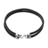 Simple Pure Black Leather Beads Charms Bracelets