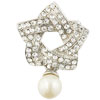 Star Studded And Dangling Faux  Pearl   Brooch 