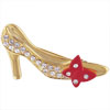 Golden Tone Butterfly Rhinestone Shoe Brooch