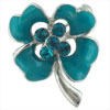 Turquoise Rhinestone Flower Brooch