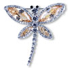 Orange And Clear Crystal  Dragonfly  Brooches Animal