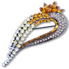 Delicate Orange Crystal Ribbon Brooches