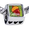 Autumn Acorn On Tree Photo Heart European Beads