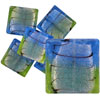 Blue And Green Square  Lampwork  Glass