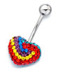 316L Surgical Steel Little Heart With Colorful Rhinestone Crystal Belly Na...