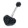 316L Surgical Steel Stainless Heart And Cap With Black Rhinestone Crystal ...