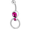 Pink Crystal Dangle Hoop  Belly  Navel  Rings 