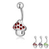 Red Crystal  Mushroom  Belly Navel Rings