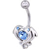 Light Blue Crystal Dolphin Heart Belly Navel Rings