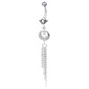 Tasseled Clear Crystal Circle And Square Dangle Belly Navel Rings