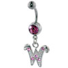 Pink Letter W Belly Navel Rings