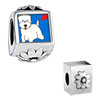 Westie Dog Photo  Flower  European Beads