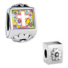 Easter Cross  White  Photo Flower European Beads