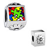 Pugster Gold Plated Word Autism Photo Flower European Bead Bracelets
