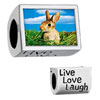 Words "Live Love Laugh" With Bunny In Field