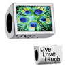 Words "Live Love Laugh" With Green Peacock Feathers