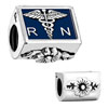 Silver Tone Registered Nurse Rn Caduceus Charm Fit All Brand Bracelet