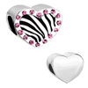 Pretty Pink Crystal Heart Zebra Skin