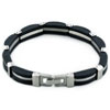 Rubber And Single Stainless Steel Link Bracelet