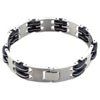 Stainless Steel And Black Rubber Linked Bracelet