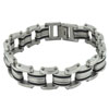 Stainless Steel Men's Black Rubber Interlinked Bracelet