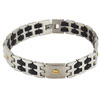 Men's Black Double Linked Gold Tone Button Bracelet