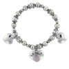 August Peridot Color Heart  Charm  Bracelet