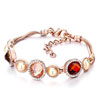 Alternate Oval With Shell And Oval With Indian Red And Light Peach Swarovski Crystal Bracelet