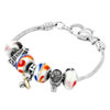 White Garnet Red Murano Glass Metal Beaded Bracelet