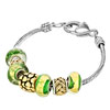 18K Gold Plated Peridot Green Murano Glass Golden Beaded Bracelet
