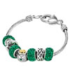 18K Gold Plated Emerald Green Murano Glass Golden St Patrick Beaded Bracelet