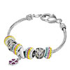 Multi Color Murano Glass Metal Dangle Purple Clover Beaded Bracelet