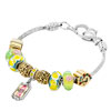 18 K Gold Bright Yellow Murano Glass Golden Set Dangle Mom Beaded Bracelet...