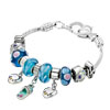 Aquamarine Blue Murano Glass Silver Dangle Sandal Beaded Bracelet