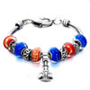  Bracelets - Red And Sapphire Mixed Beads Dangle Style Pandora Charm Bracelet
