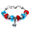  Bracelets - Red And Blue Mixed Beads Dangle Style Pandora Charm Bracelet