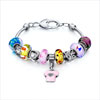Metal And Murano Glass Mixed Dangle All Brands Beaded Bracelet