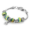 Mother Jewelry Green Murano Glass And Metal Beads Bracelet Dangle Starfish