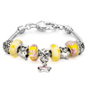 Mother Jewelry Yellow Murano Glass And Metal Beads Bracelet Dangle Star
