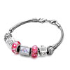 Peach Murano Glass Photo Metal Beaded Bracelet