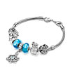 Christmas Gift Aquamarine Murano Glass Silver Metal Snowflake Dangle Beade...