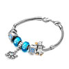 Christmas Gift Aquamarine Murano Glass Photo Metal Snowflake Dangle Beaded...