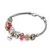 Colorful Murano Glass Metal Heart Dangle Beaded Bracelet