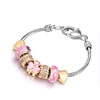22K Gold Plated Silver Pink Murano Glass Golden Set Beaded Bracelet