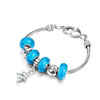 Silver Aquamarine Blue Murano Glass Set Dangle Ballet Girl Beaded Bracelet...